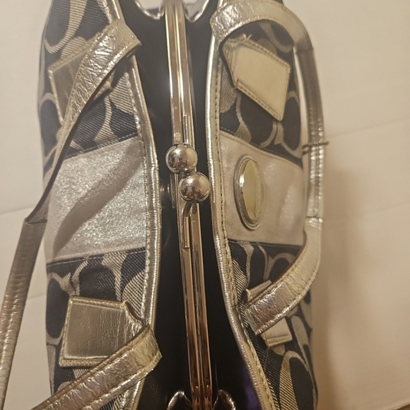 Coach Y2K Signature Stripe Kisslock Medium Tote Shoulder Handbag - Picture 8 of 12